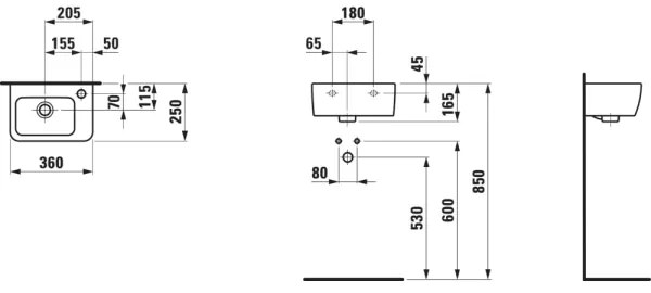 LAUFEN H8169550001061 - Függesztett PRO mosdó 36x25 cm kerámia/fehér