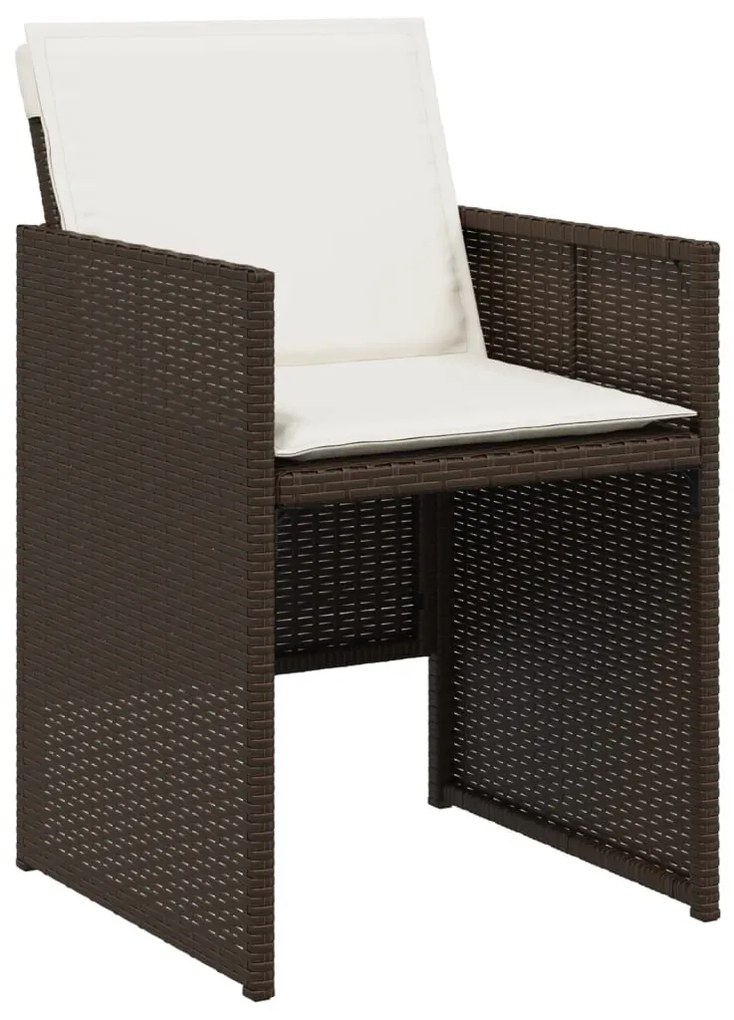 7 részes barna polyrattan kerti étkezőgarnitúra párnával
