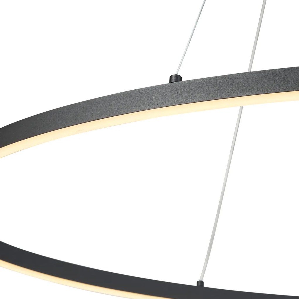 Design függőlámpa fekete ovális 120cm LED-del, 3 lépésben dimmelhető - Ovallo