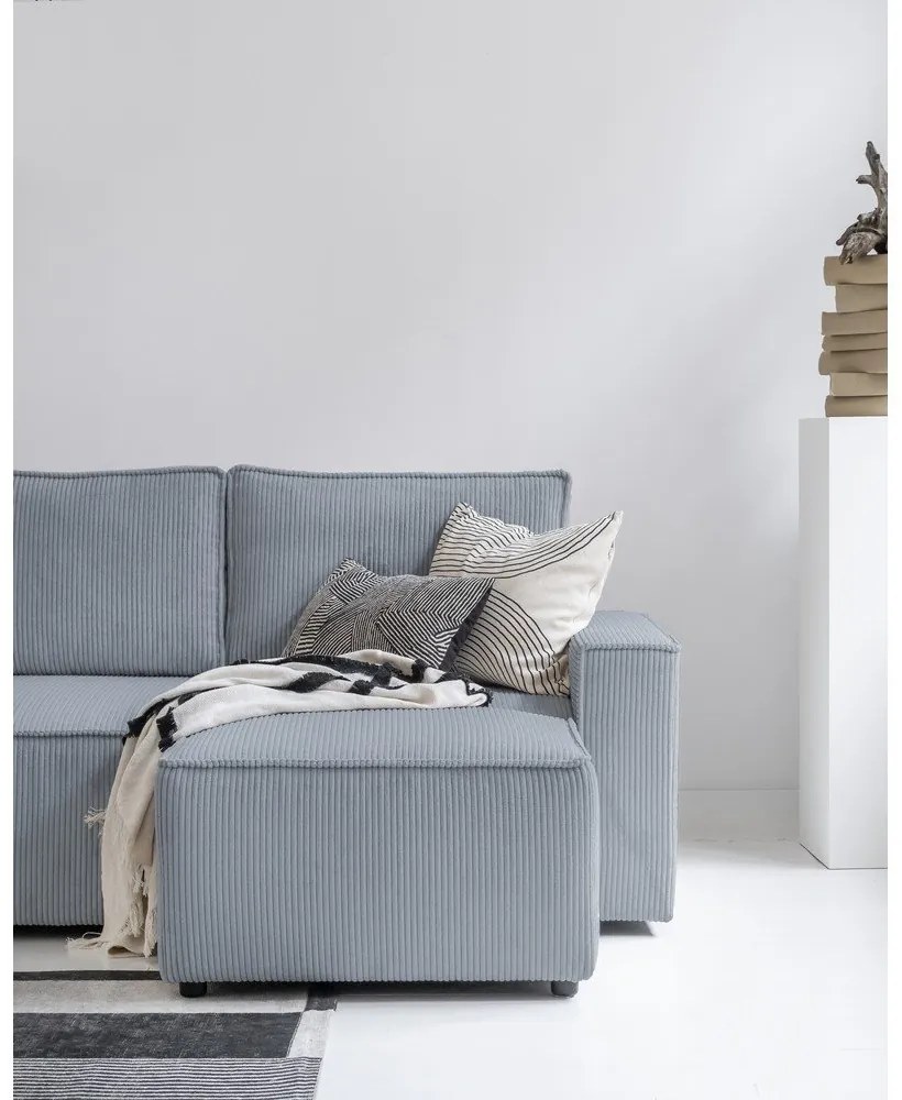Világosszürke kordbársony kinyitható sarokkanapé (variálható) Brave Dave – Miuform