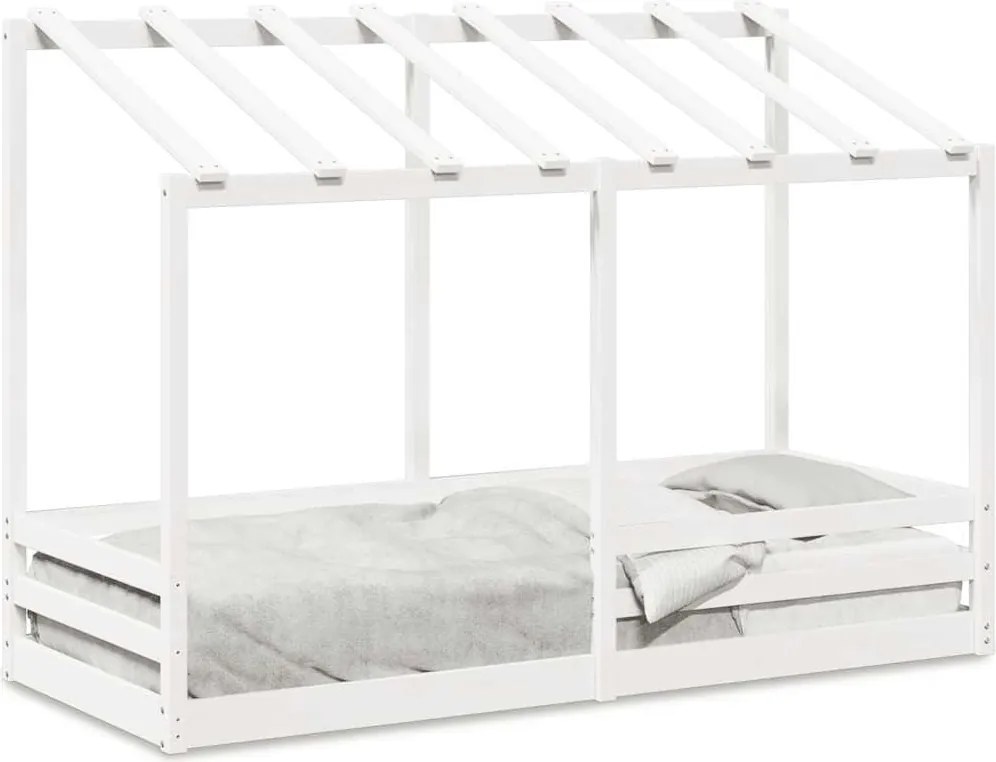 vidaXL fehér tömör fenyőfa gyerekágy tetővel 75 x 190 cm