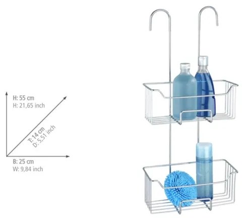 WENKO 24758100 - MILO zuhanypolc 25x55 cm ezüst/átlátszó