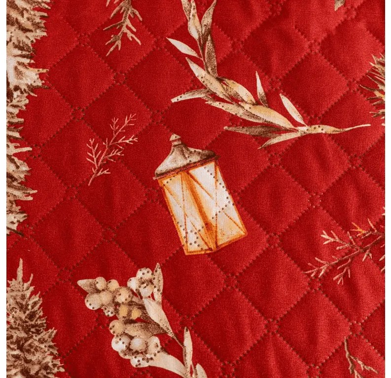 Ágytakaró GOLD CHRISTMAS mintával, piros Méret: 170 x 210 cm