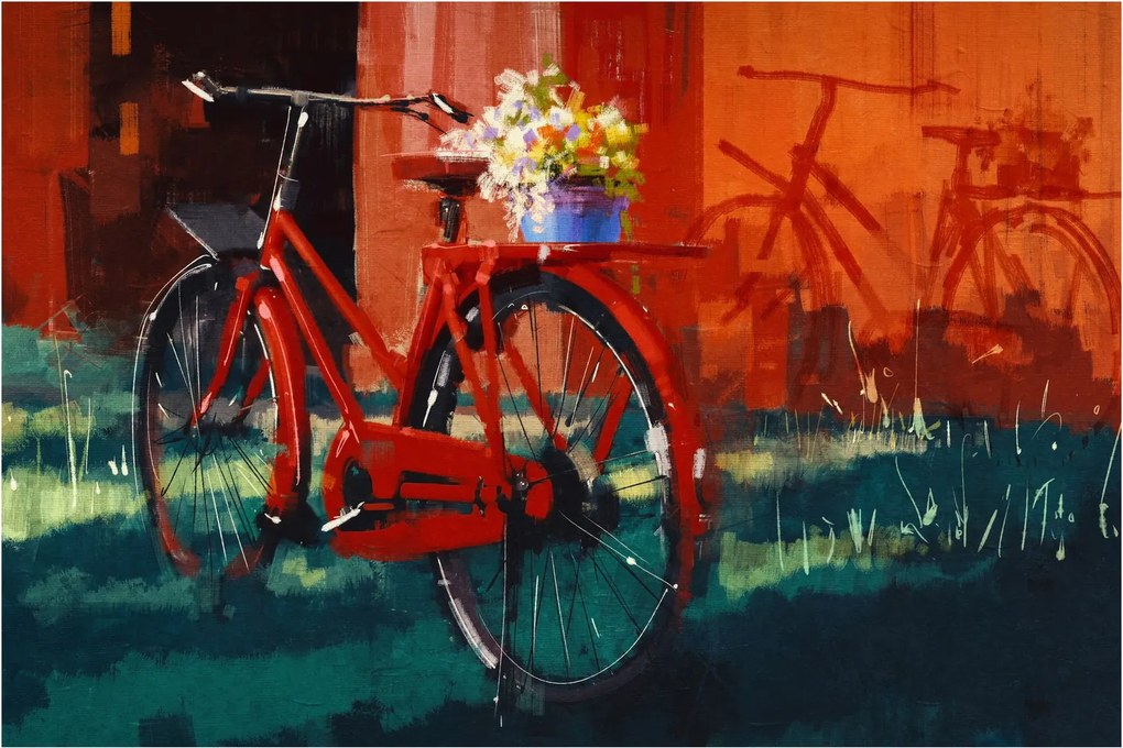Piros kerék képe, akril festés (90x60 cm)