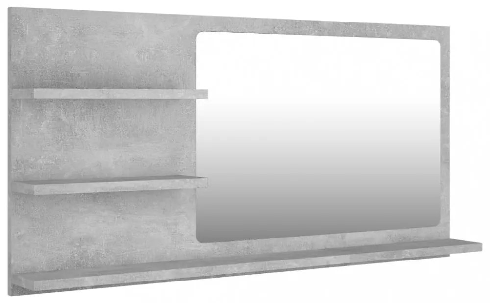 betonszürke szerelt fa fürdőszobai tükör 90 x 10,5 x 45 cm
