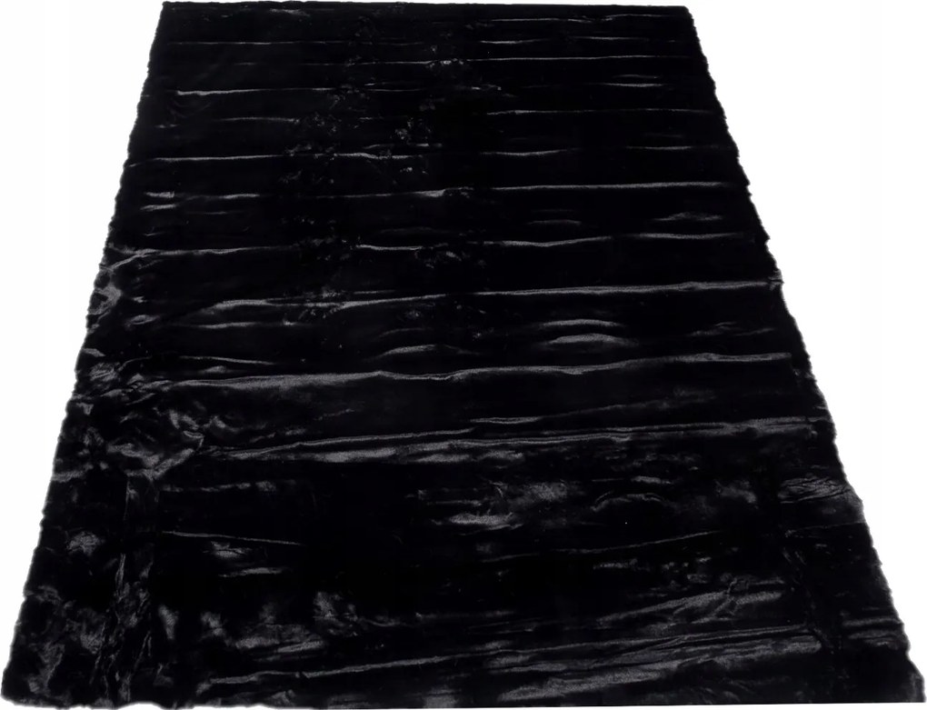 Plüssz Szőnyeg Rabbit 120x170 Műszőrme Puha Fekete