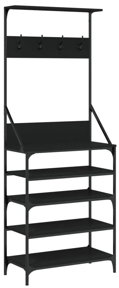 fekete ruhafogas cipőpolccal 70x34x184 cm