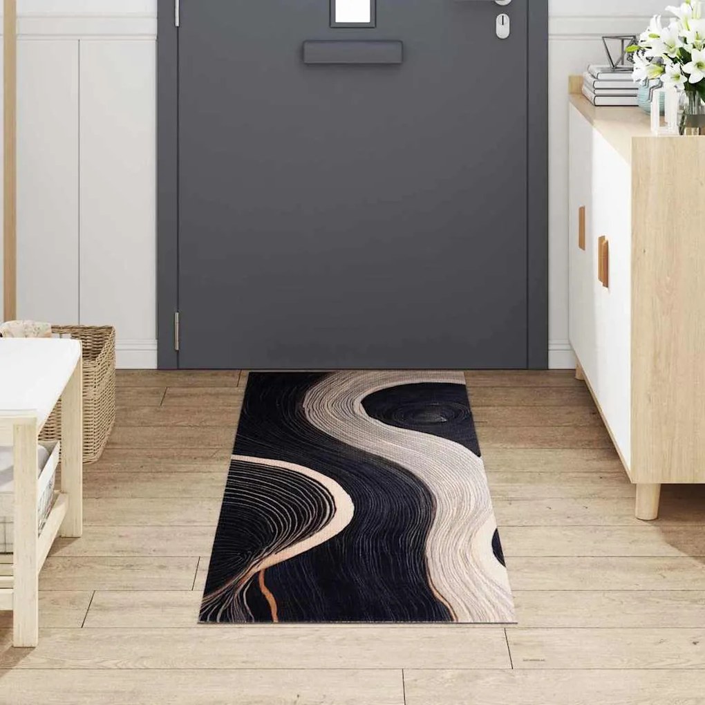 Konyhai szőnyeg Art Deco Fekete 180 x 60 cm Bársony