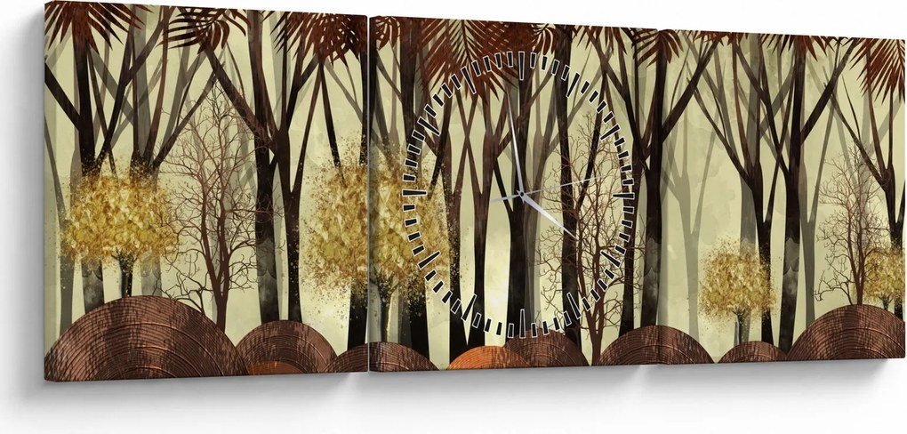 Kép - Dekoratív erdő (órával) (90x30 cm)