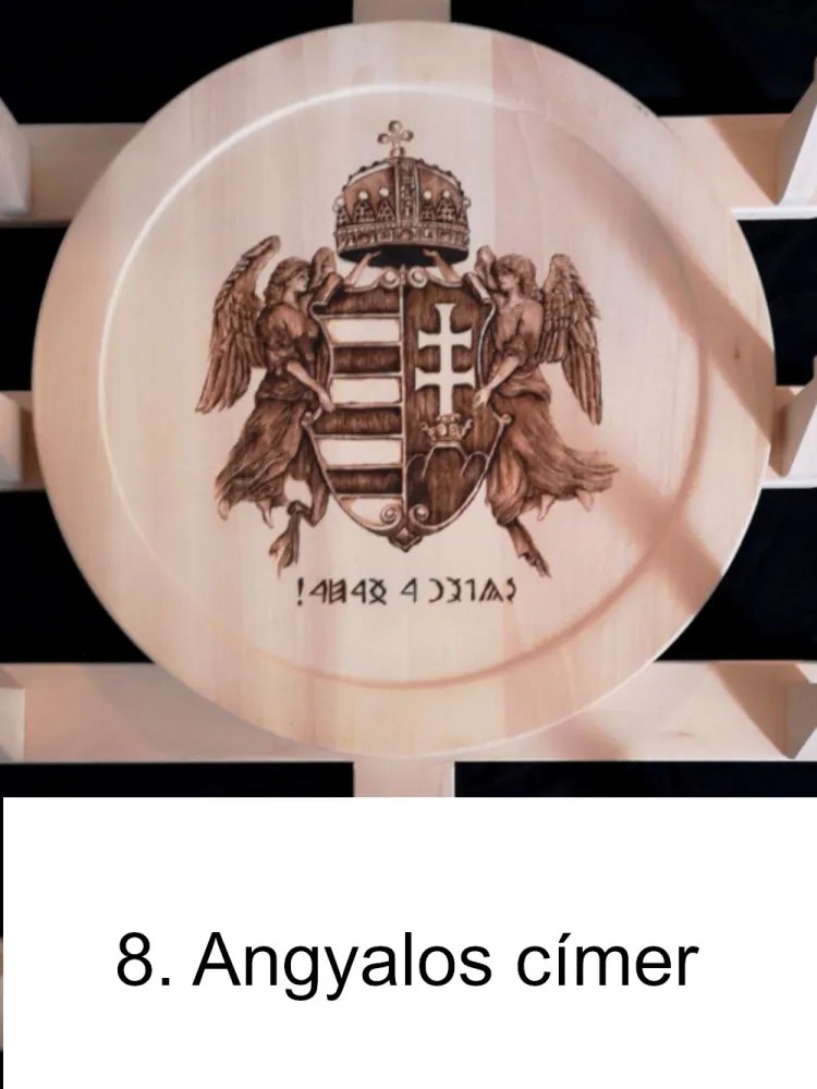 Íjtartó (4 íj + vesszőtartó) angyalos címer