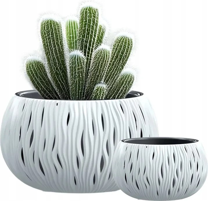 Kerti Kaspó Áttört Betéttel 37CM Teraszra Nappaliba Fehér