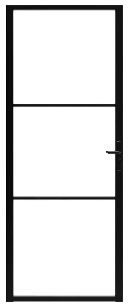 Fekete ESG üveg és alumínium beltéri ajtó 83 x 201,5 cm