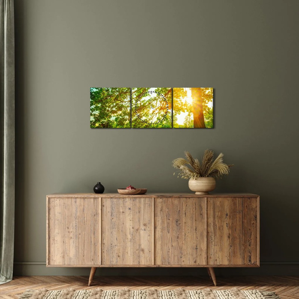 Kép - Sunny Forest (órával) (90x30 cm)