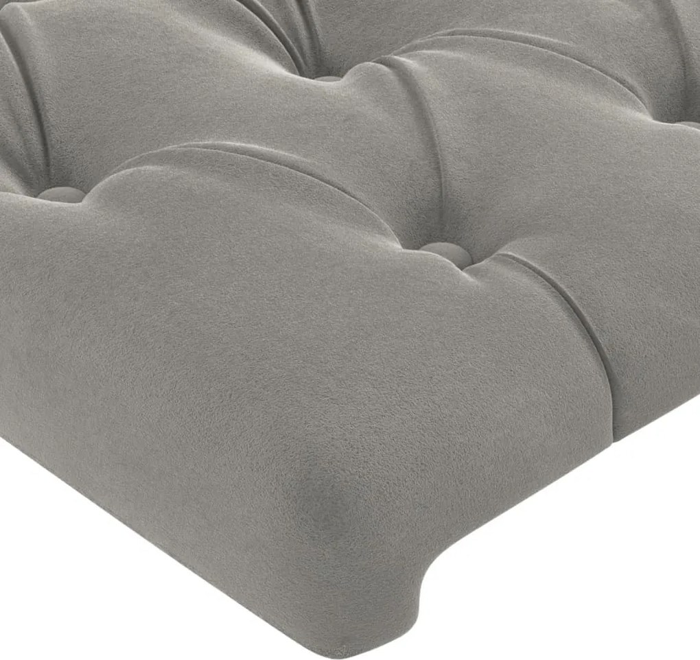 világosszürke bársony fejtámla 90x7x118/128 cm