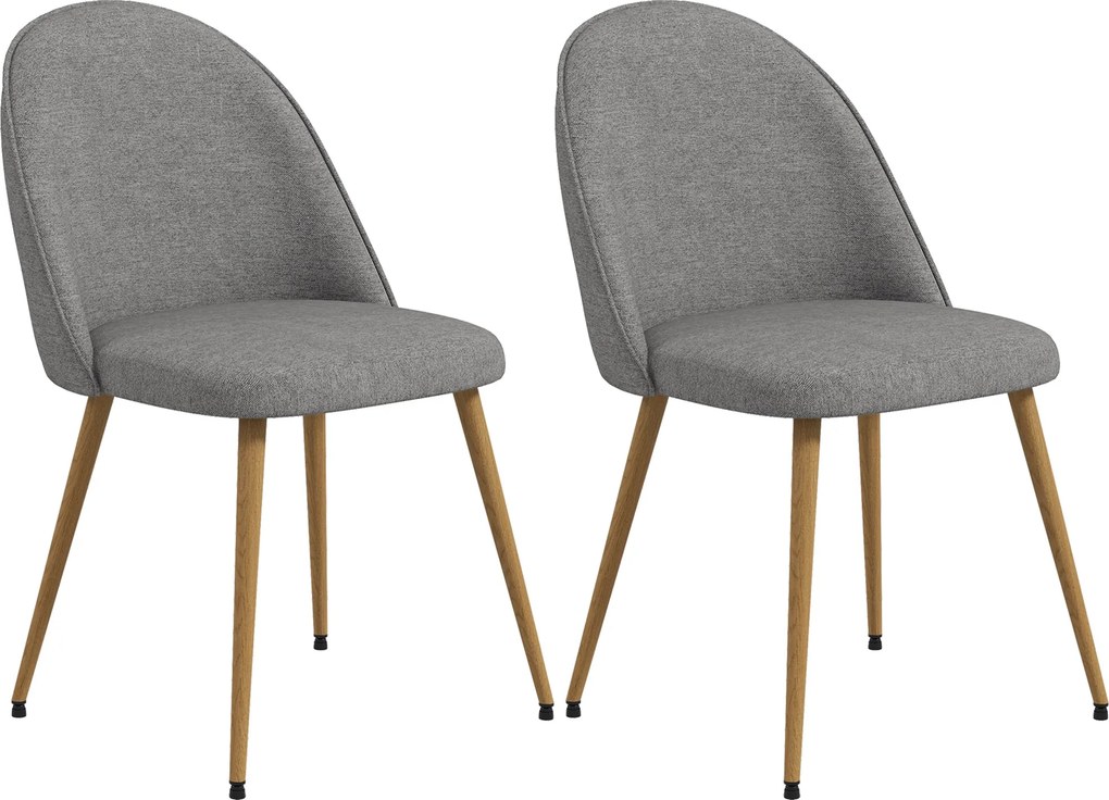 HOMCOM 2 db kárpitozott étkezőszék, konyhai székek vászon anyaggal és acél lábakkal, modern stílus, 120 kg terhelhetőség, 50x52x83 cm, Szürke | Aosom