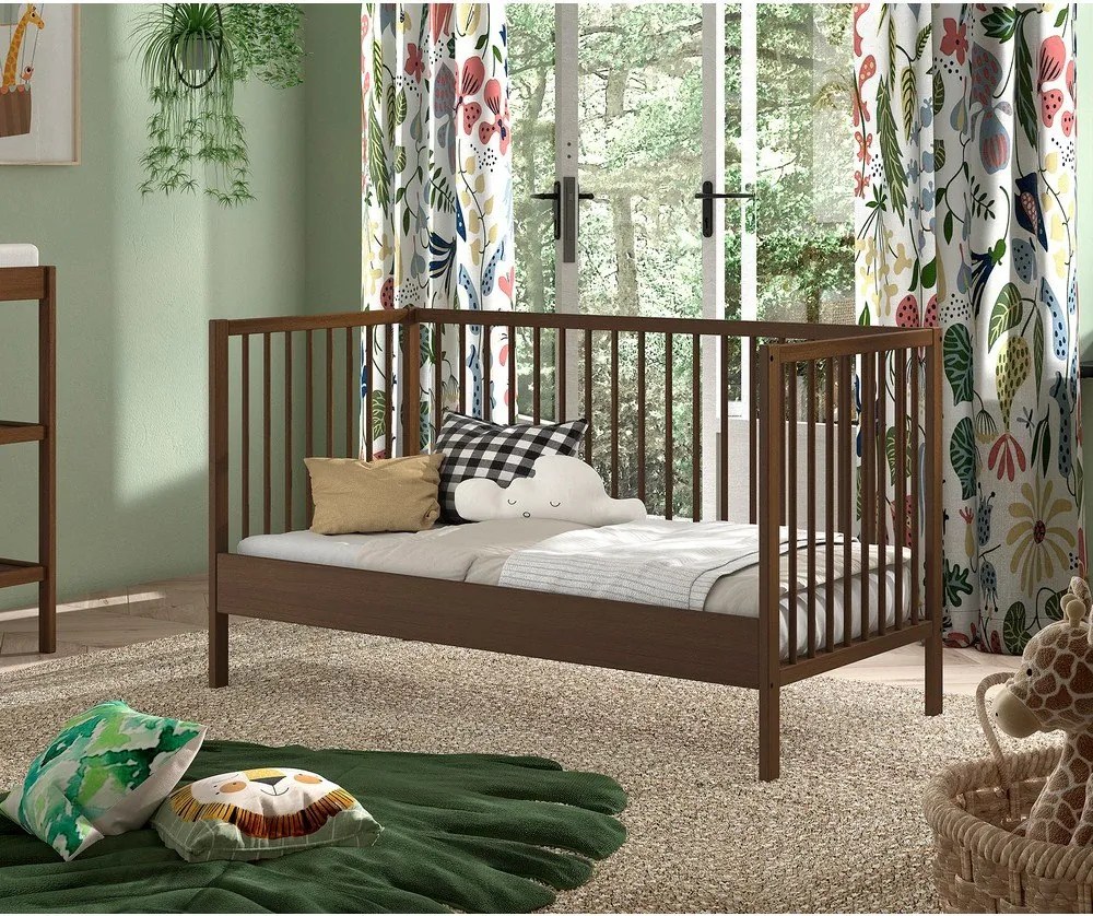 Barna bükkfa babaágy levehető oldallal-állítható magassággal 70x140 cm Dino – Vipack