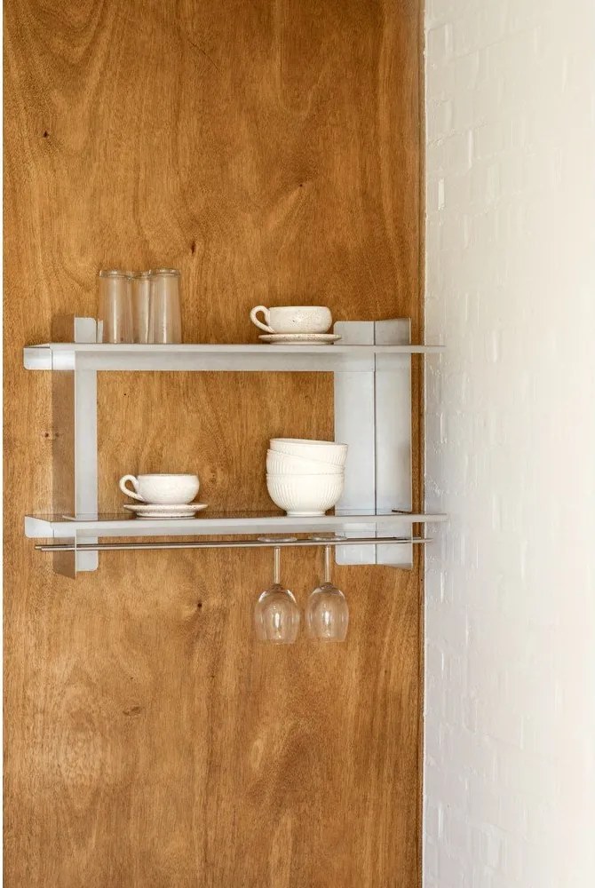 Ezüstszínű többszintes fém fali polc 70 cm Tivo – noo.ma