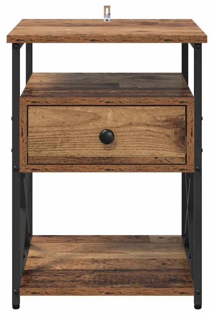 Éjjeliszekrény fiókkal 2 pcs Régi fa 40 x 42 x 55 cm Faanyag