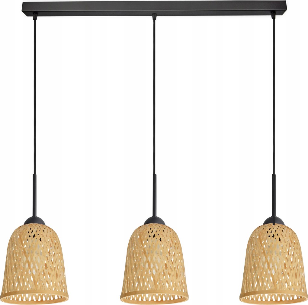 Mennyezeti Lámpa Függő Bambusz Fonott Boho Természetes 582-BZ3 Led Fekete