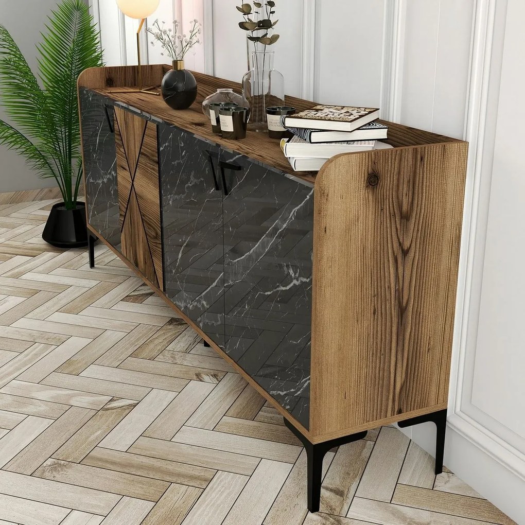 Venedik szekrény Walnut and Black Marble