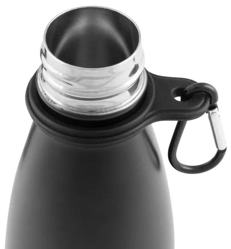 Altom Rozsdamentes vízpalack karabinerrel 350 ml,fekete