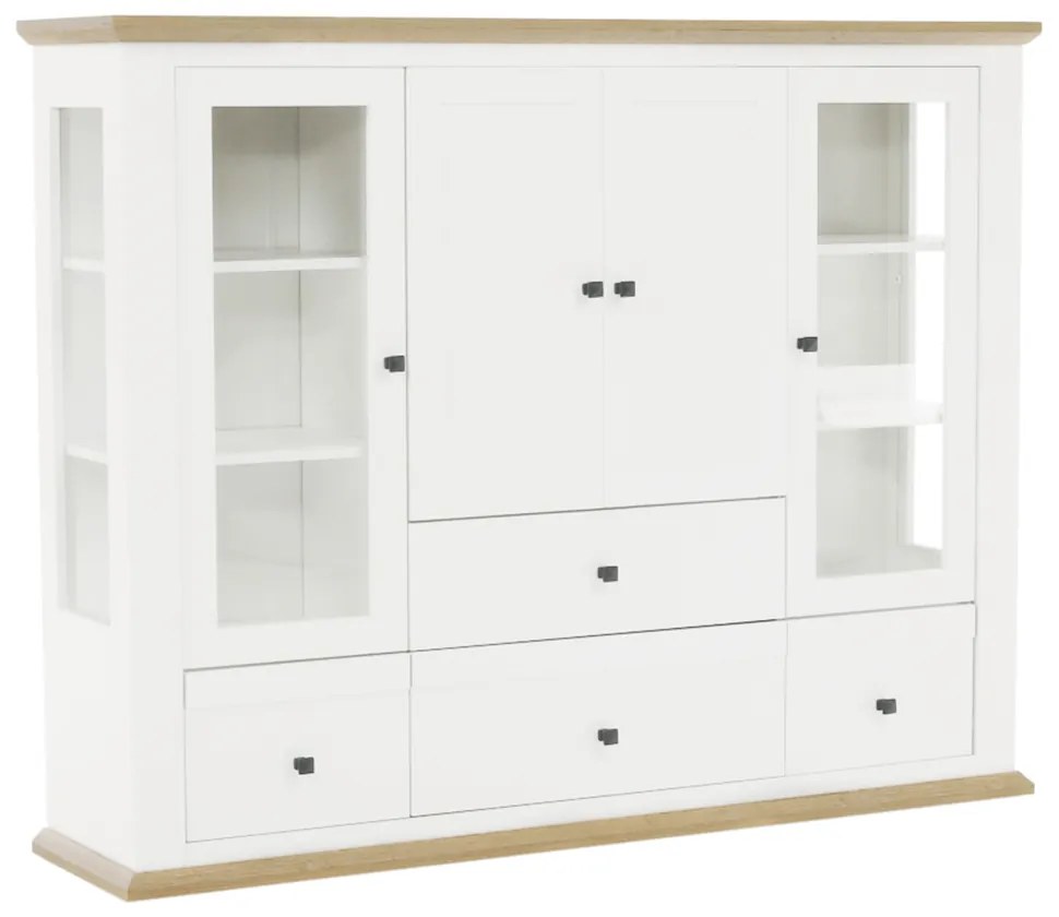 Vitrin MZ6, fehér/grand tölgy, LEON