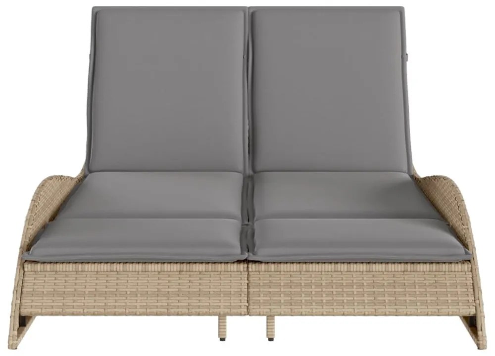 bézs polyrattan napozóágy párnákkal 114x205x73 cm