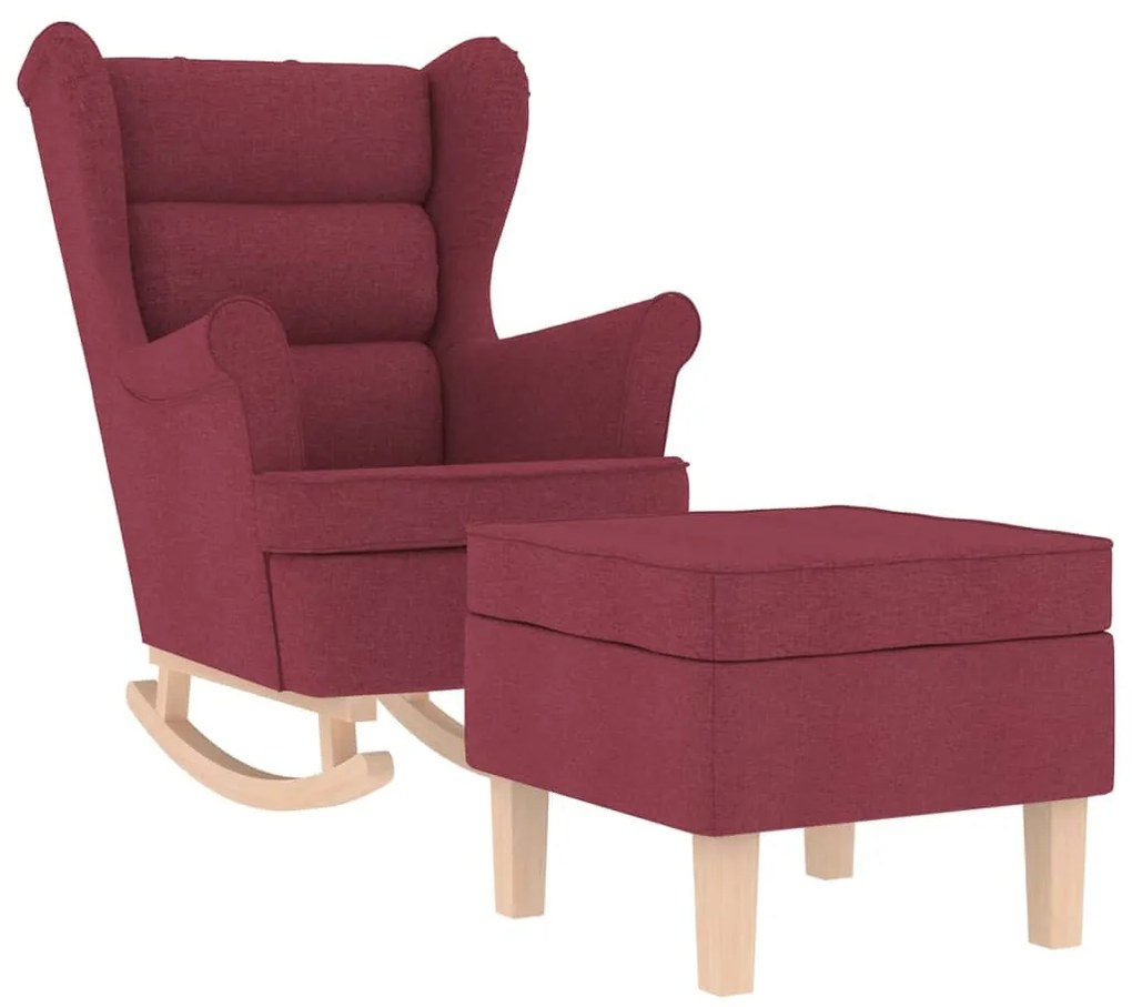 borvörös szövet hintaszék lábtartóval