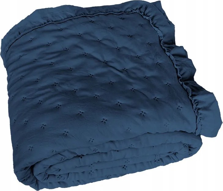 Dekoratív ágytakaró fodros pöttyökkel Verona 220x240 cm Kék