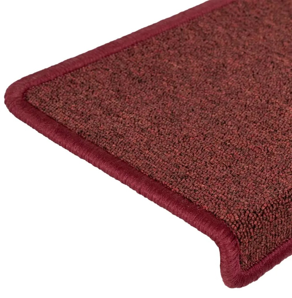 15 db lépcsőszőnyeg 65 x 21 x 4 cm bordó téglalap alakú széllel