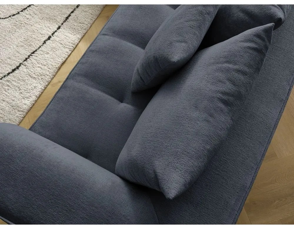 Sötétkék zsenília sarokkanapé (bal oldali-L alakú) Whesley – Bobochic Paris