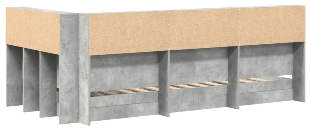 Könyvespolcos ágy Beton szürke 75x190 cm Mérnöki fa