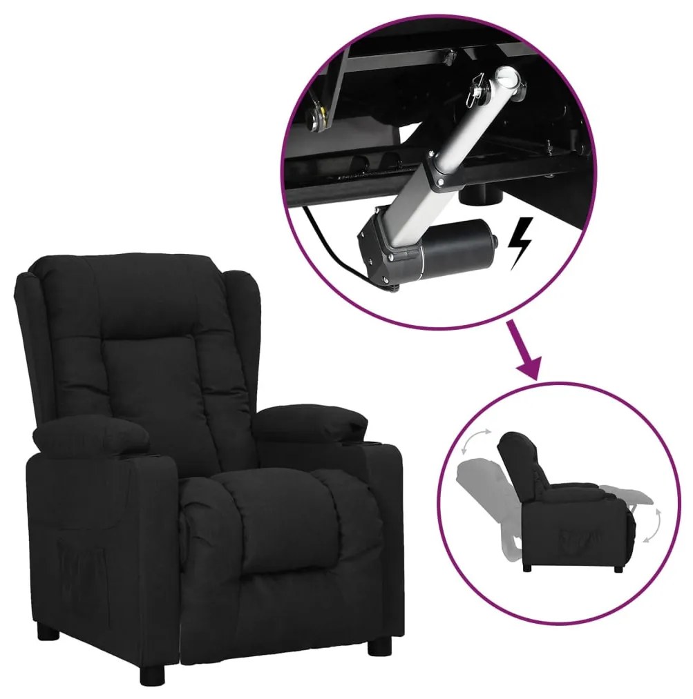 fekete szövet felállást segítő fotel