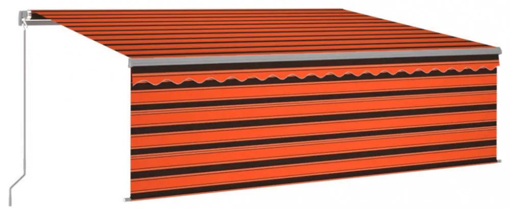 narancssárga-barna kézzel kihúzható LED-es napellenző 4 x 3 m