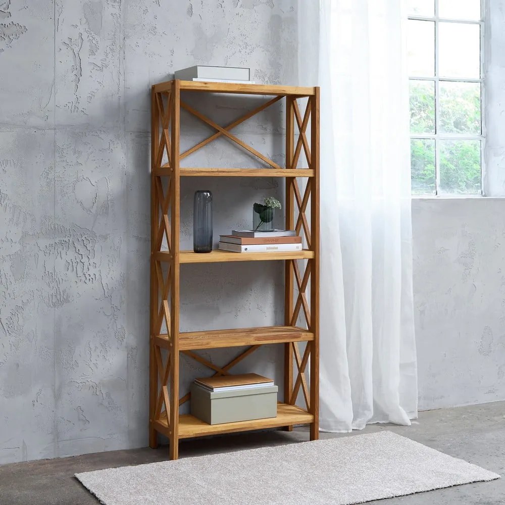 Natúr színű tölgyfa polcos állvány 70x161 cm X-Shelf – Unique Furniture