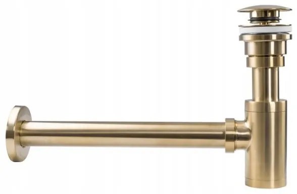 REA-A8586 - Mosdó szifon CLICK-CLACK lefolyóval, szálcsiszolt arany