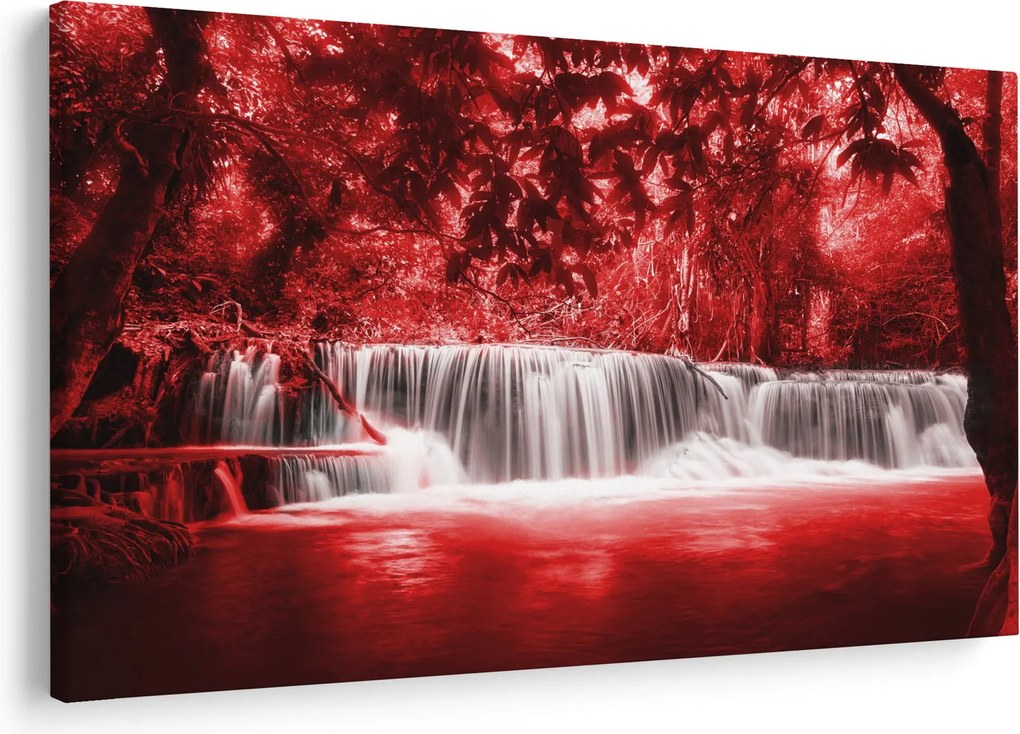 Kép - Vízesés, piros (90x60 cm)