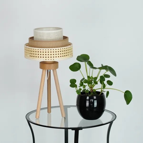 Brilagi - Asztali lámpa CEDAR LUNETA 1xE27/15W/230V rattan/barna/krém