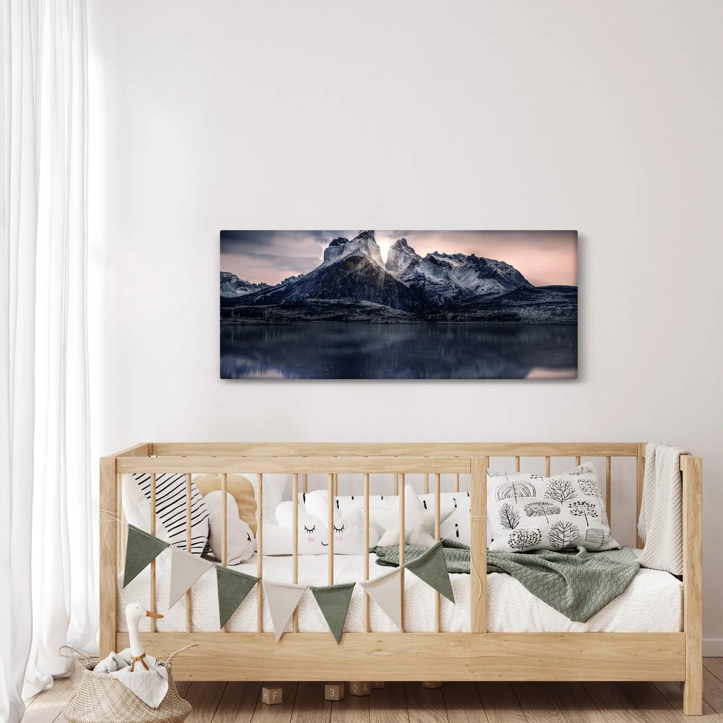Tó és hegy képe (120x50 cm)