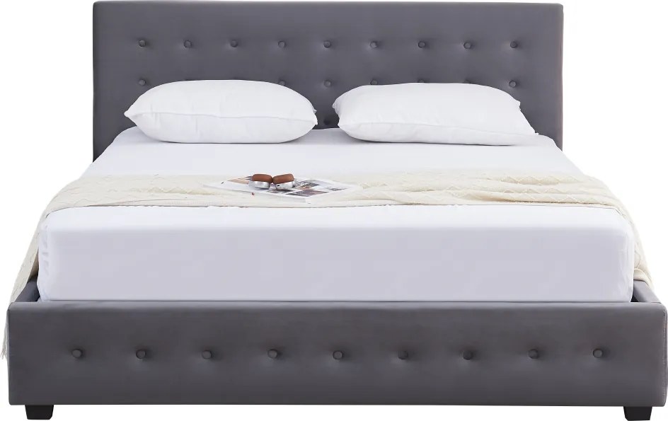 Ágy tárhellyel, 160x200, szürke, MINDY