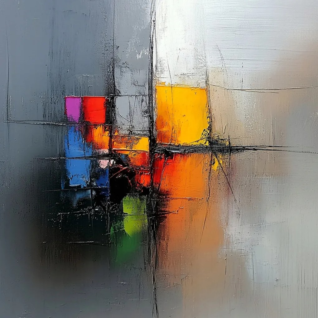 Canvas Vászonkép Absztrakt Színes Négyzetek Modern Art 3D 80x80