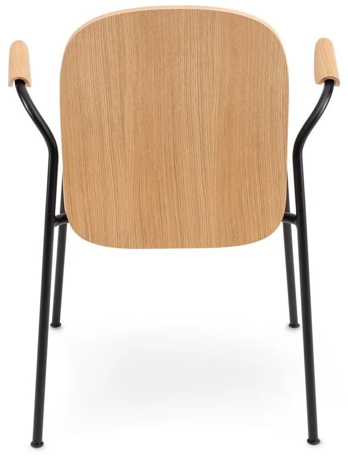 Konyakbarna-natúr színű karfás-rakásolható étkezőszék szett 2 db-os tölgyfa dekorral Book – Gazzda