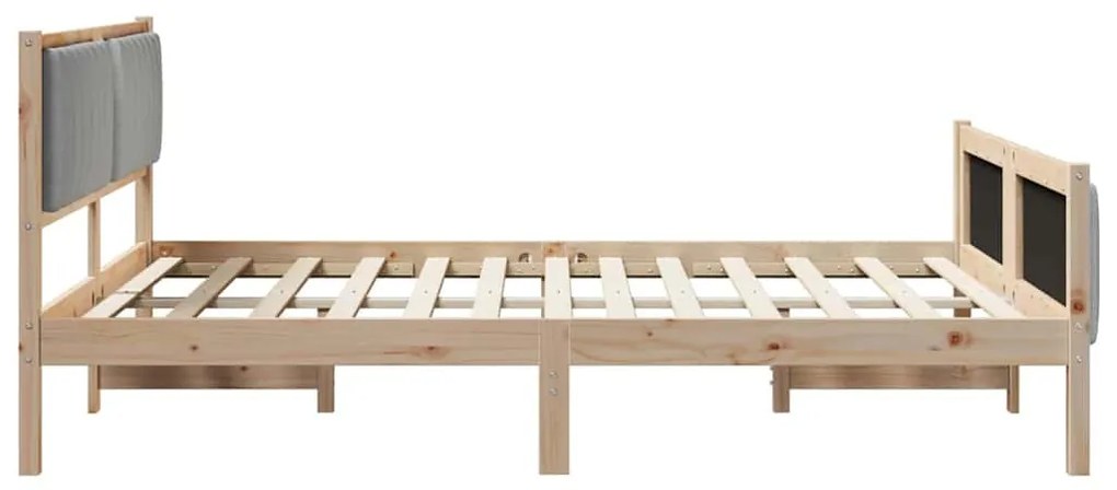 Ágykeret Barna és világosszürke 150 x 200 cm Tömör fenyőfa