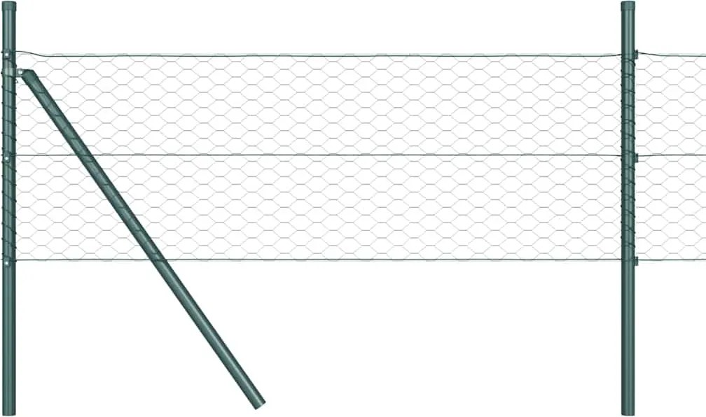 vidaXL Kerítésoszlop Zöld 50 x 0,4 m (36 mm háló) Acél és PVC