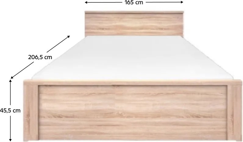 Ágy 160, sonoma tölgy, TOPTY TYP 45