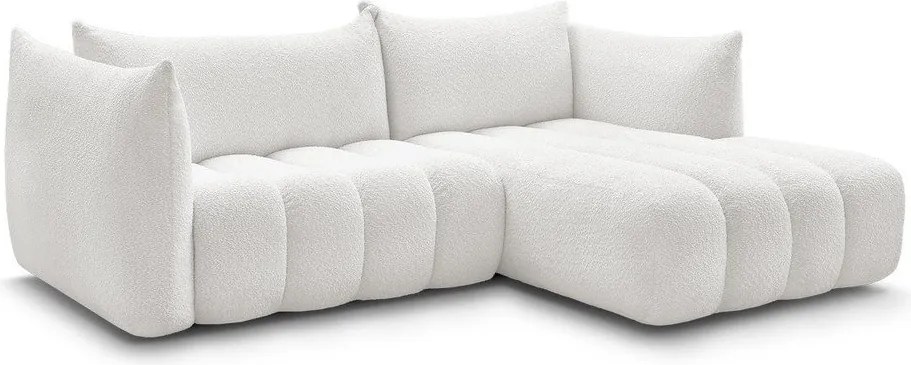 Fehér buklé sarokkanapé (jobb oldali-heverő résszel) Azra – Bobochic Paris
