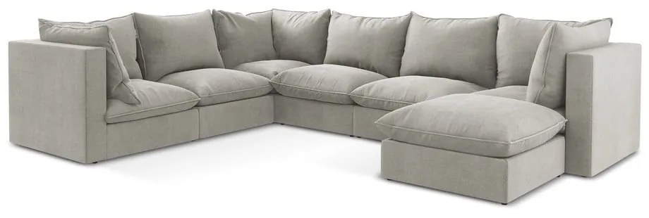 Világosszürke sarokkanapé (bal oldali-U alakú) Manao – Makamii