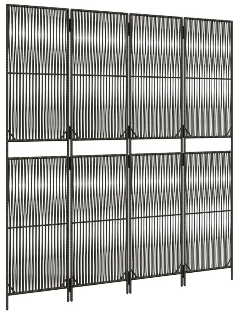 szürke 4 paneles polyrattan térelválasztó