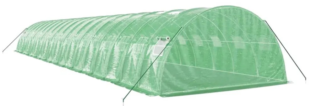 zöld acélvázas melegház 72 m² 18 x 4 x 2 m