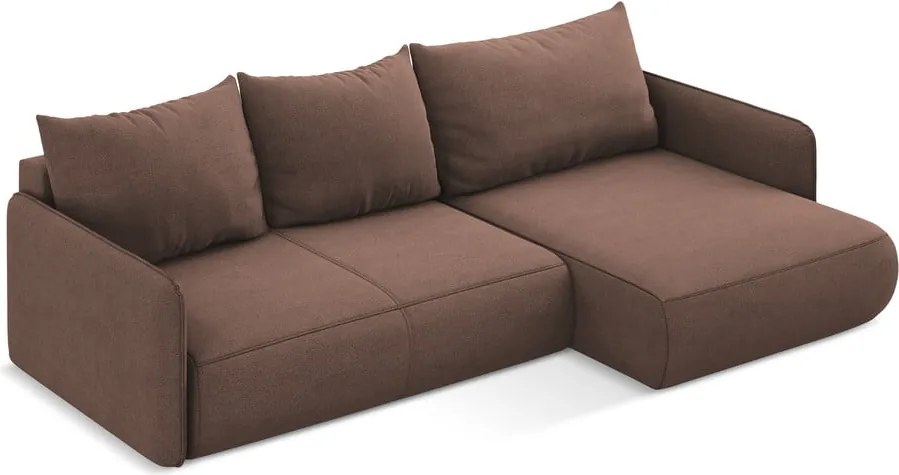 Rózsaszín kinyitható-tárolóhelyes sarokkanapé (jobb oldali) Nanea – Makamii